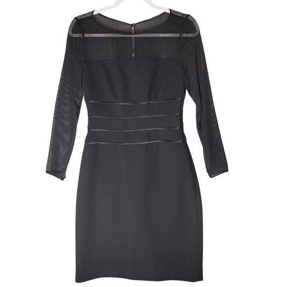 Talbots Midi Dress Womens 4P Sheer Bodice Long Sleeves Fully Lined Keyhole New - Picture 1 of 15